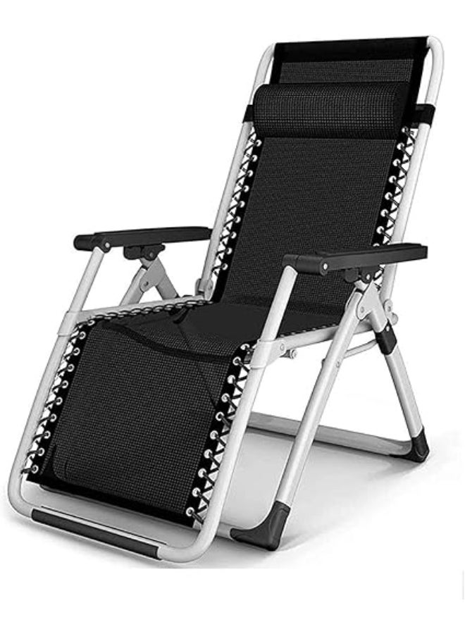 Lightweight Folding Chair, Reclining Balcony Garden Lounge Chair, Office Lunch Bed, Outdoor Travel Beach Camping Sun Lounger, Adjustable Headrest, Detachable Cotton Pad, Load 200kg (Color : A) - Image 1